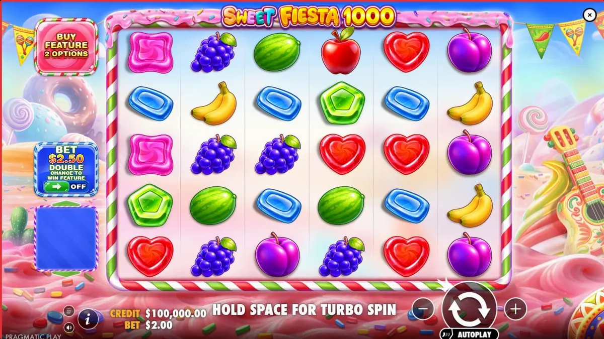 Tampilan visual ceria dan penuh warna dari slot Sweet Fiesta 1000